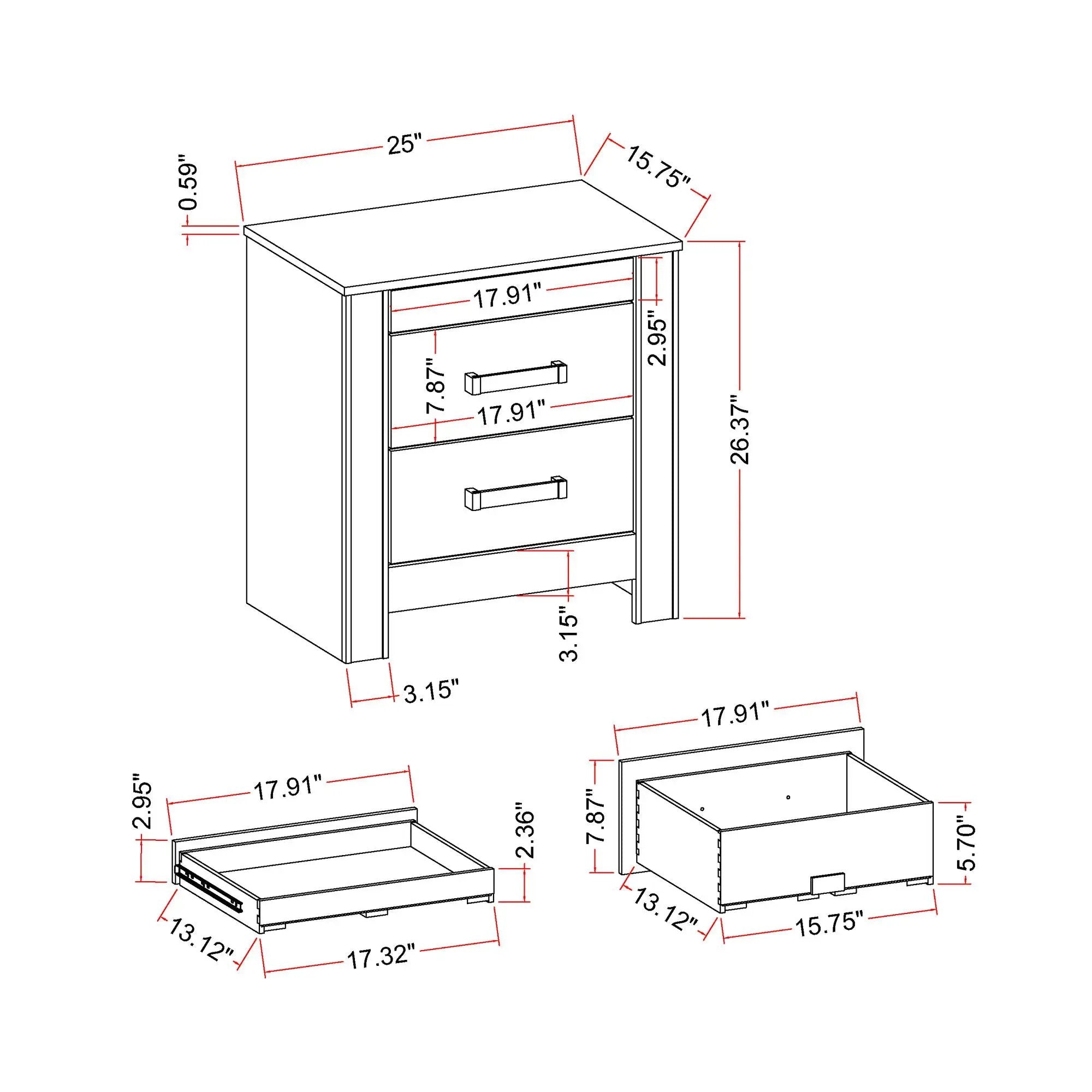 Lorenzo - Nightstand With Hidden Compartment And Handles - Silver