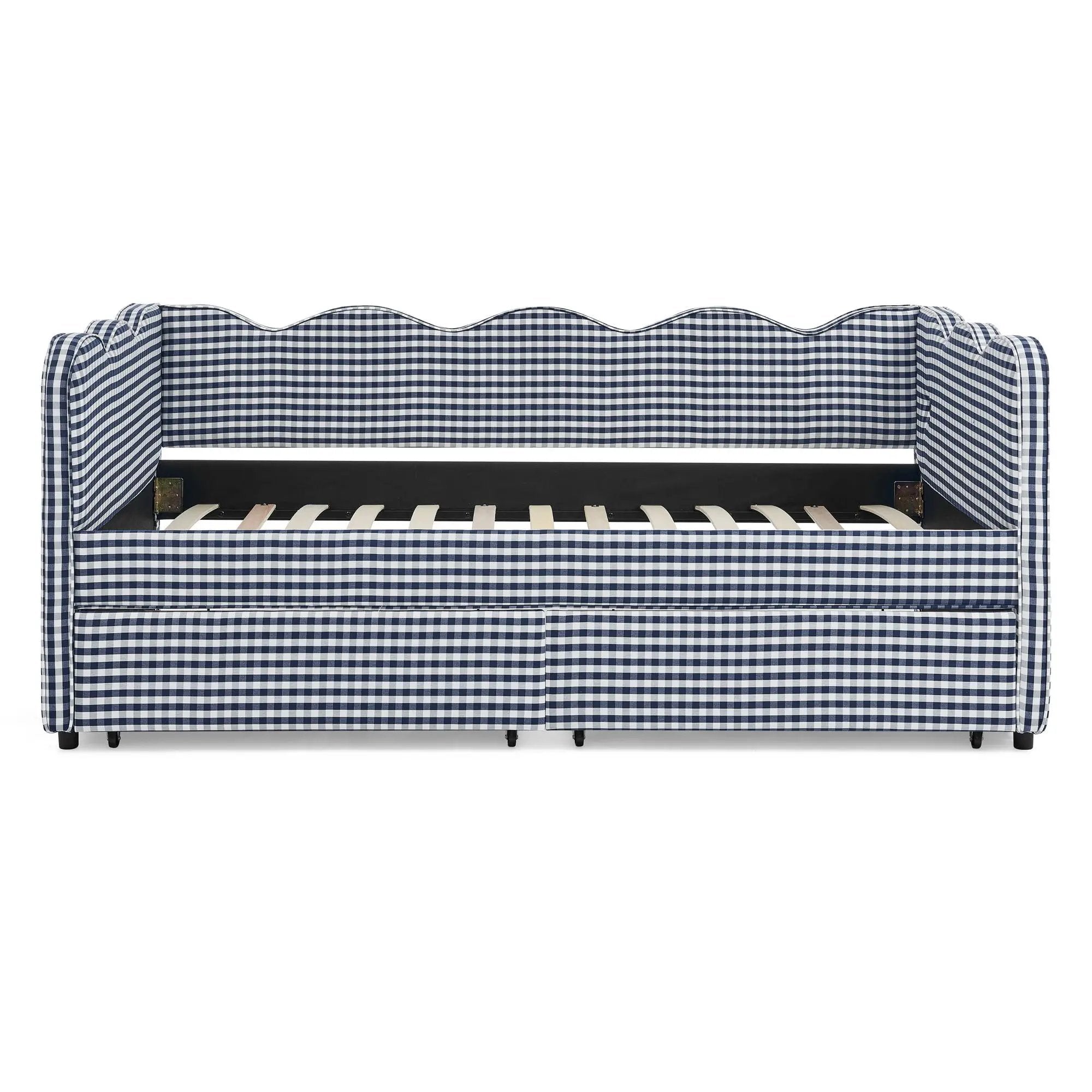Gingham Daybed With USB Charging Port, Wave-Shaped Design by Unique Piece Furniture