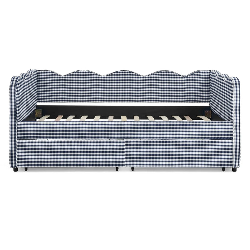 Gingham Daybed With USB Charging Port, Wave-Shaped Design by Unique Piece Furniture