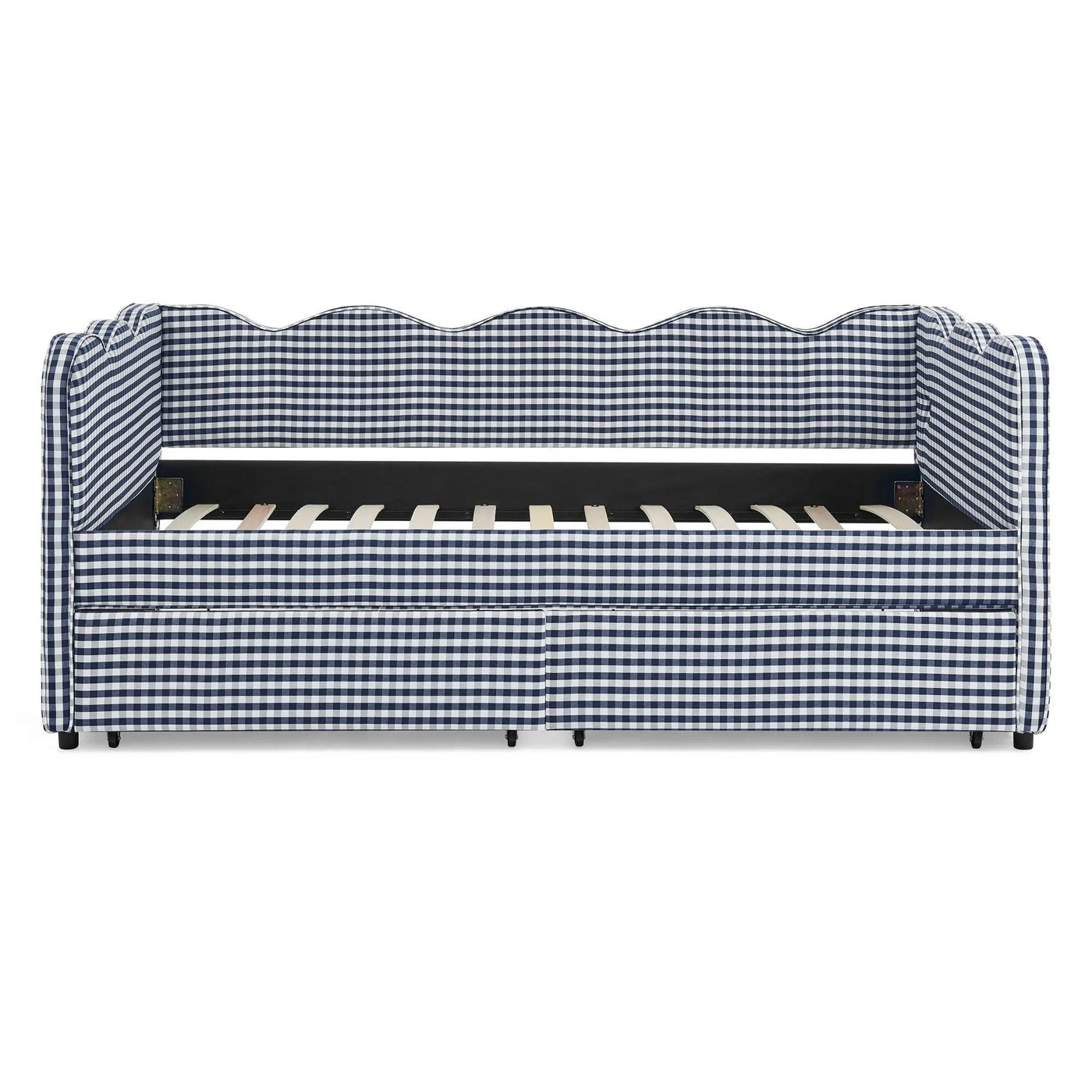 Gingham Daybed With USB Charging Port, Wave-Shaped Design by HouseOfZazla
