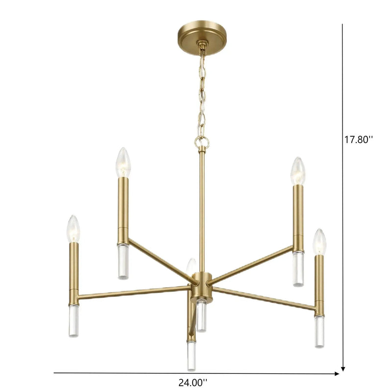Courtyard - 5 Light Candle Chandelier - Clear / Gold by HouseOfZazla