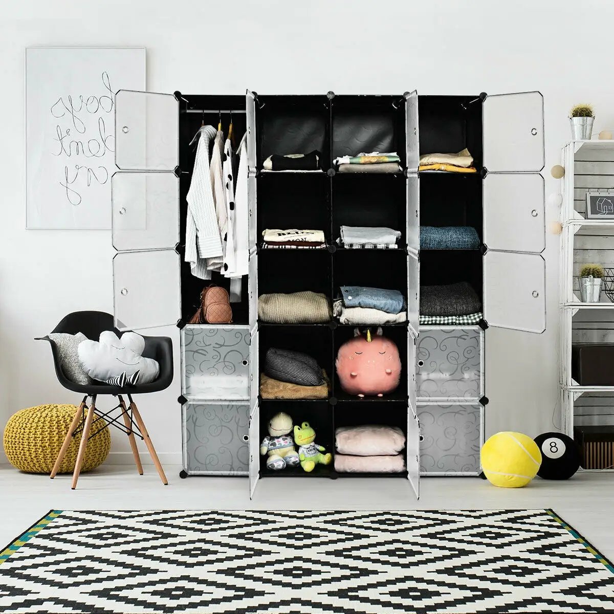 20-Cube DIY Plastic Cube Storage Organizer with Doors by DirectDeals