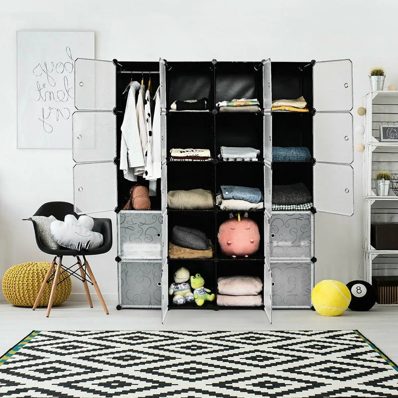 20-Cube DIY Plastic Cube Storage Organizer with Doors by DirectDeals