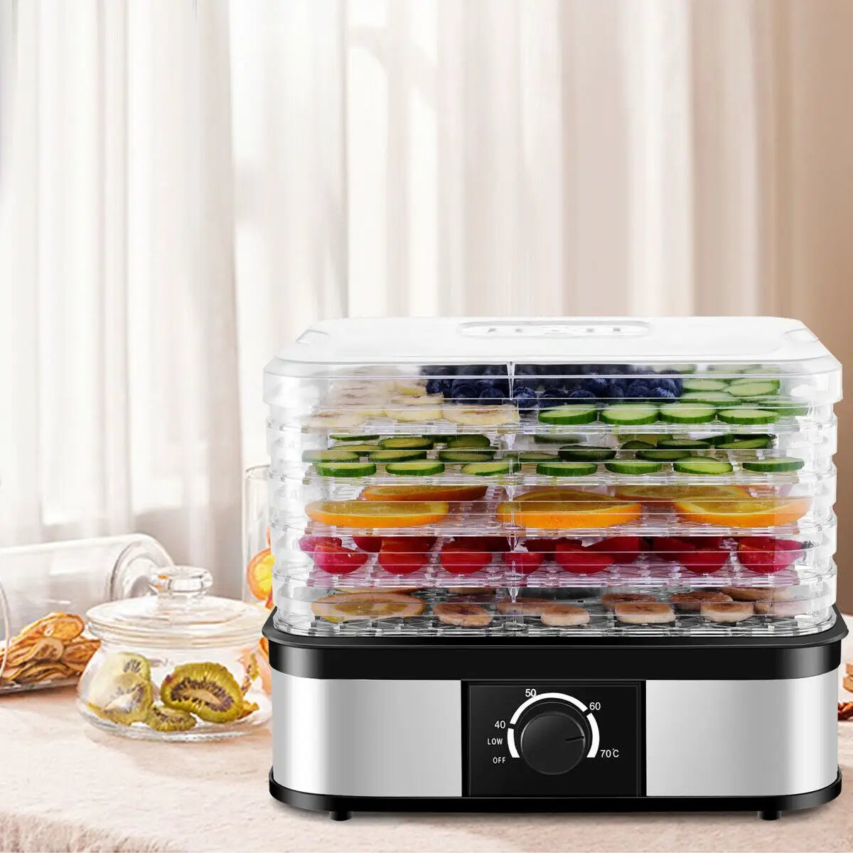 5 Tray Temperature Control Fruit Vegetable Dryer by DirectDeals