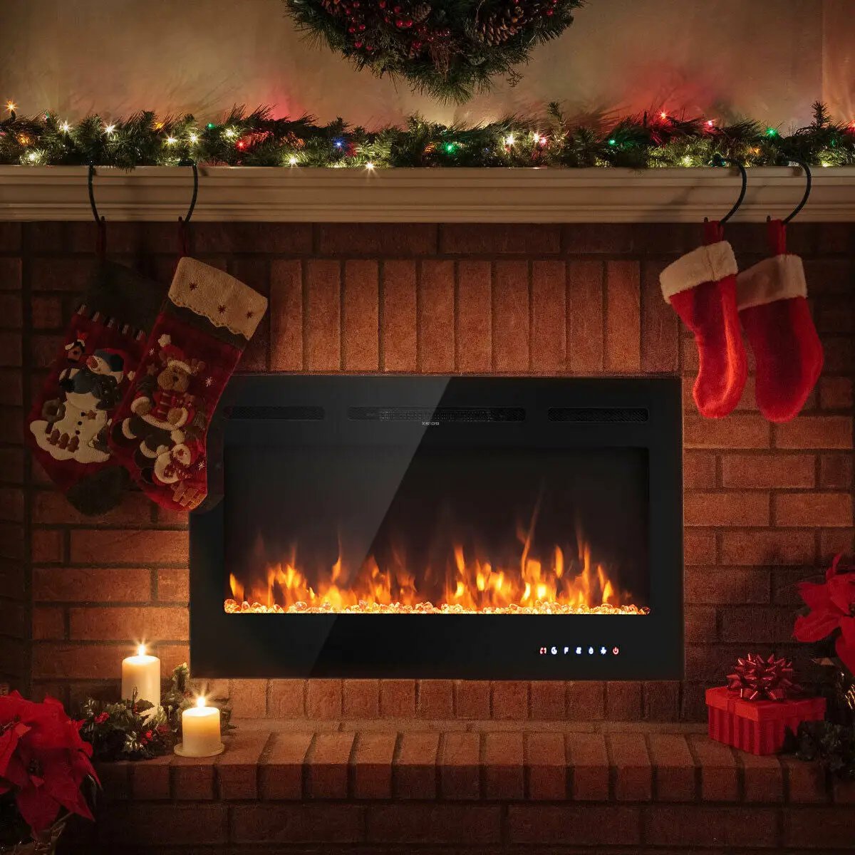 40-Inch Electric Fireplace Recessed with Thermostat by DirectDeals