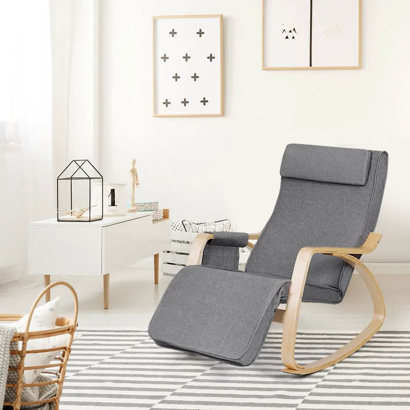 Comfortable Lounge Rocking Chair with Removable Cushion Cover and Side Pocket by DirectDeals