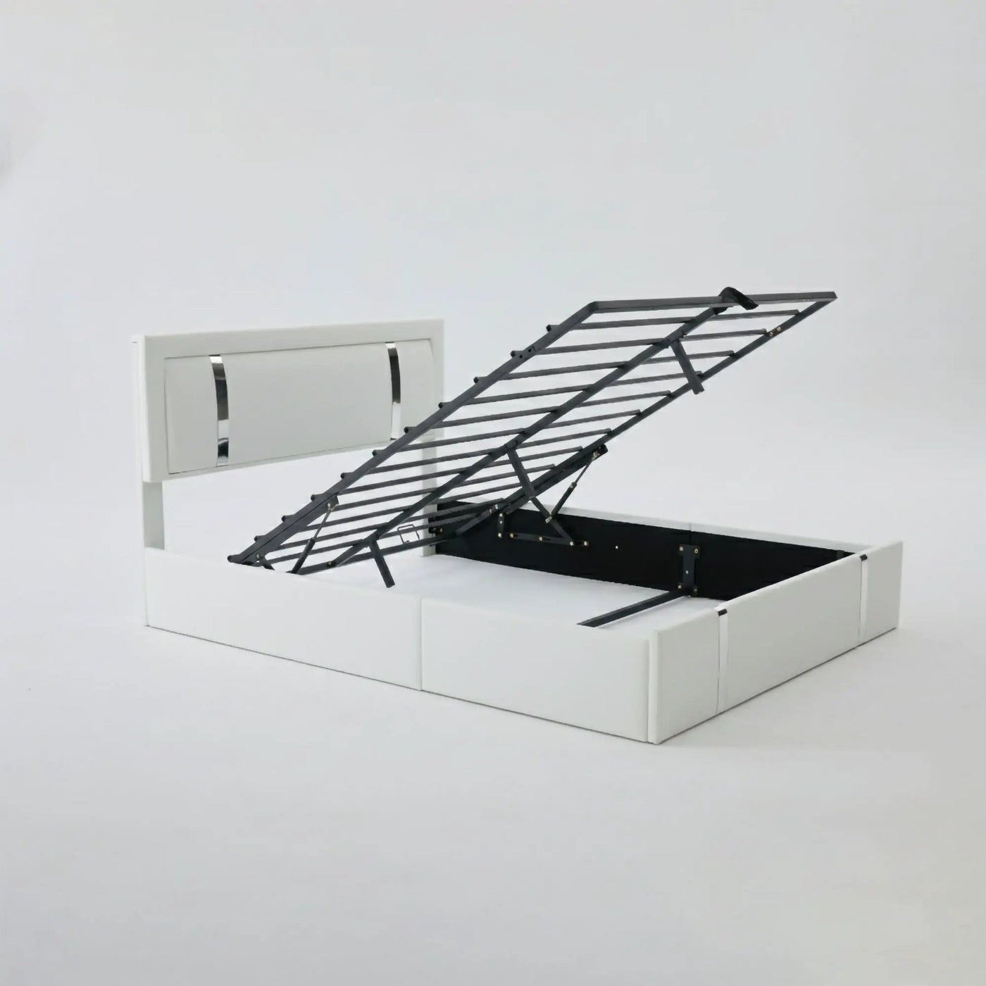 Upholstered Platform Bed Frame With Adjustable LED Headboard, USB C-Charging, Hydraulic Lift by HouseOfZazla