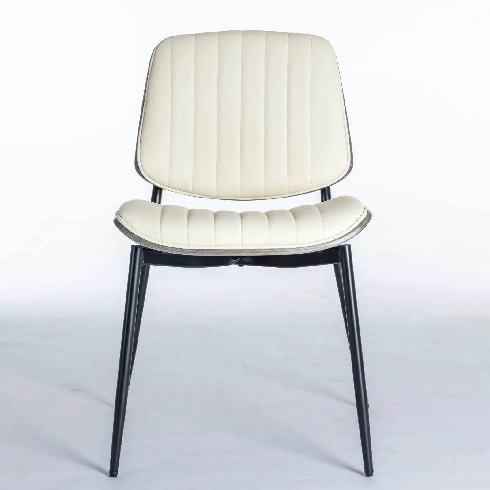 Dining Chairs (Set of 2) Mid-Century Modern Retro Chair With Walnut Bentwood Back Upholstered Seat Metal Legs Adjustable Foot For Kitchen Dining Room Chairs by HouseOfZazla