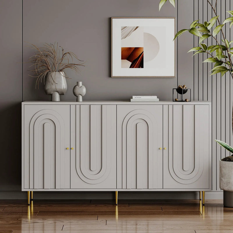 Modern Lacquered 4 Door Cabinet Sideboard Buffet Server Cabinet Storage Cabinet, For Living Room, Entryway, Hallway, Office, Kitchen And Dining Room by Unique Piece Furniture