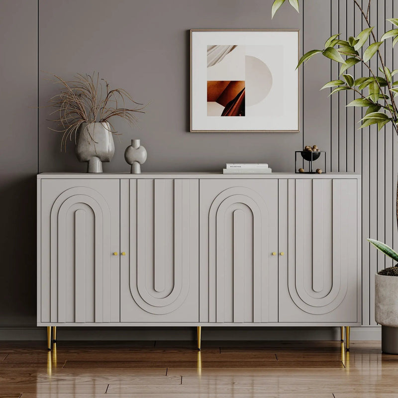 Modern Lacquered 4 Door Cabinet Sideboard Buffet Server Cabinet Storage Cabinet, For Living Room, Entryway, Hallway, Office, Kitchen And Dining Room by HouseOfZazla