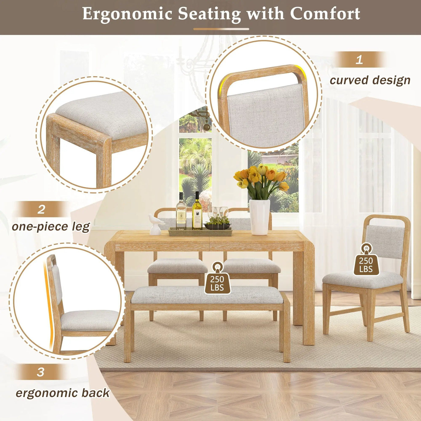 Extendable Dining Table Set With 4 Upholstered Chairs And 1 Bench by HouseOfZazla
