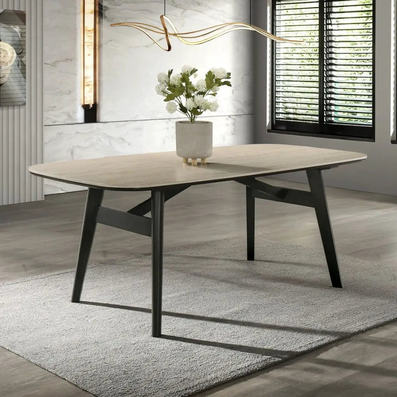 Lark - Dining Table - Travertine / Black by Unique Piece Furniture