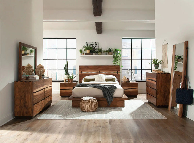 Winslow Wood California King Panel Bed Smokey Walnut by Unique Piece Furniture