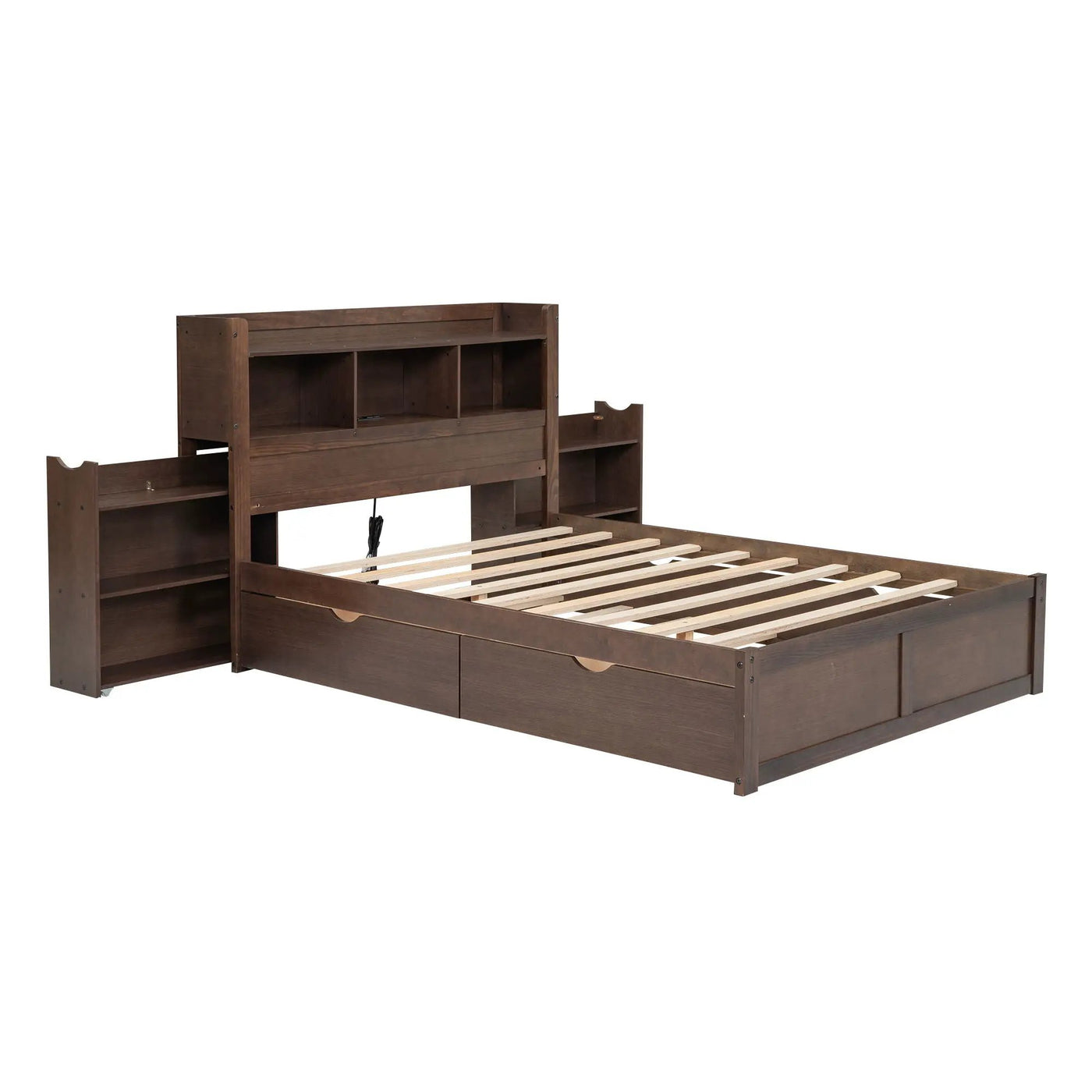 Storage Platform Bed With Pull Out Shelves, Trundle, And 2 Drawers by HouseOfZazla