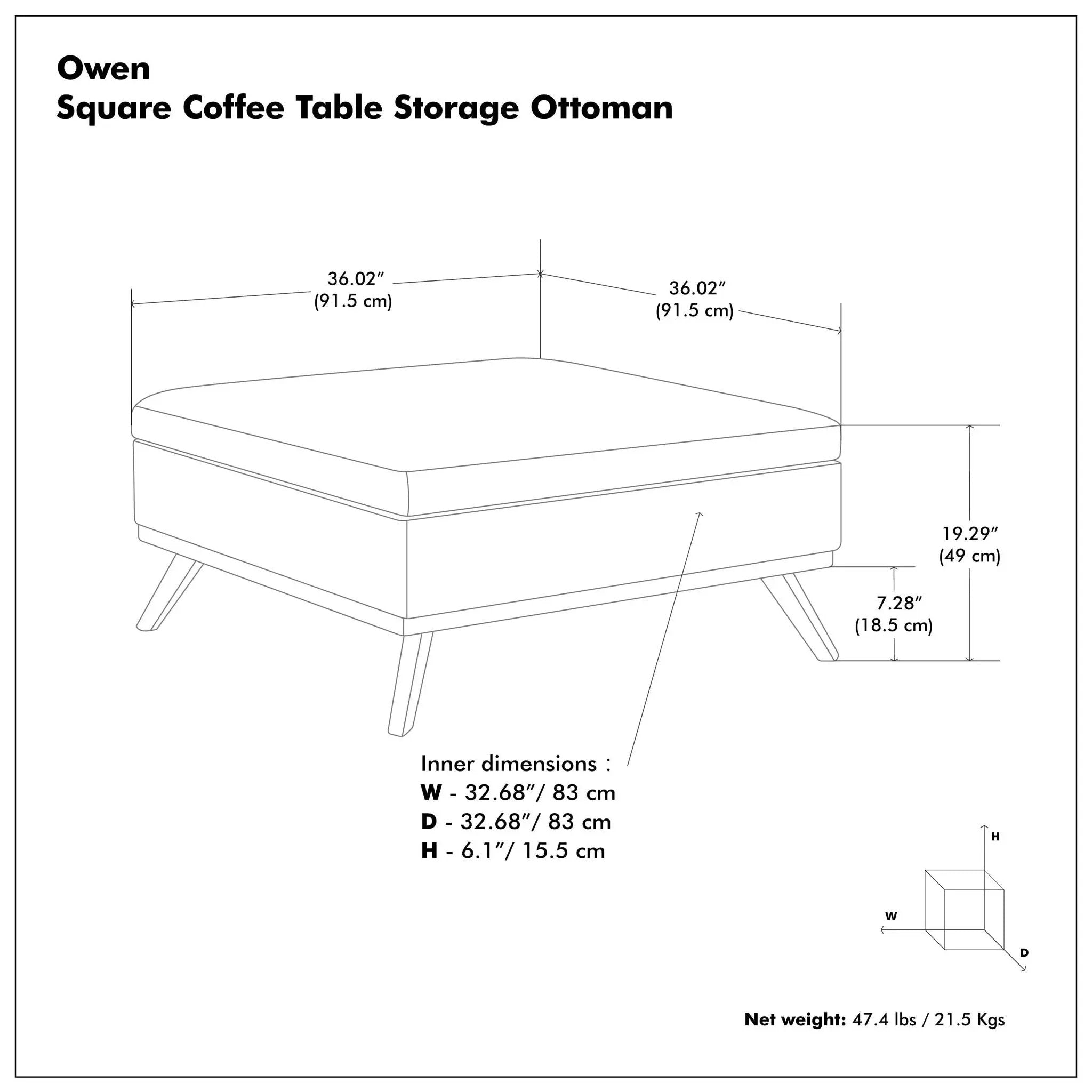Owen - Multifunctional Square Coffee Table Storage Ottoman by HouseOfZazla