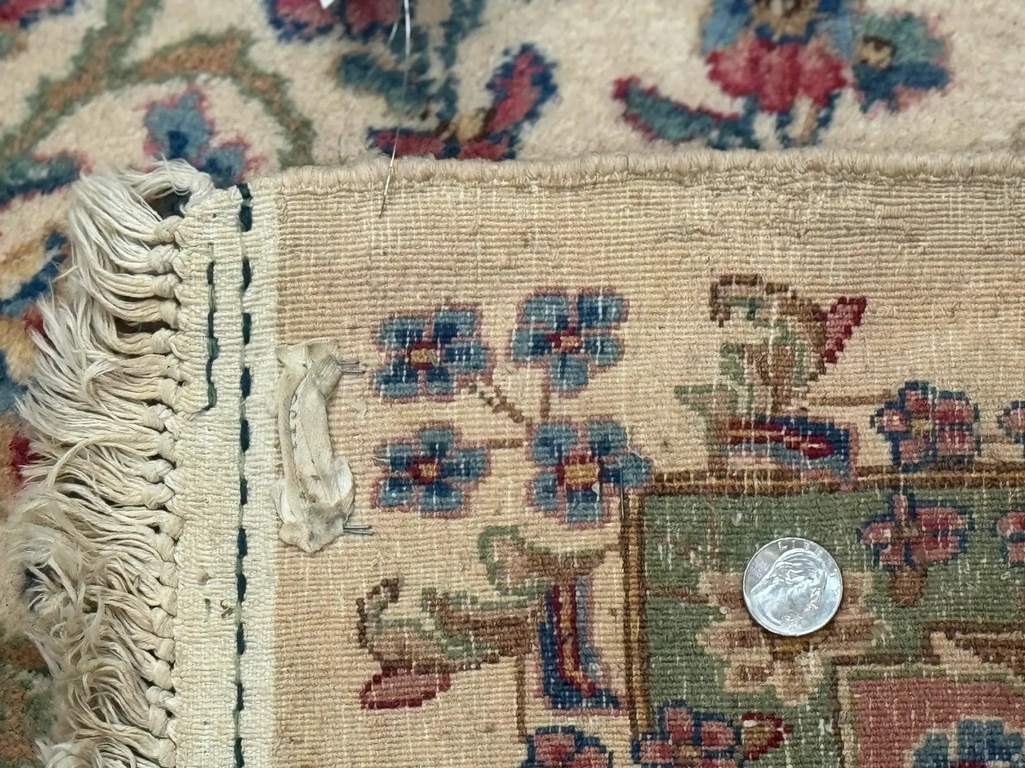 Palace Size Persian Kerman Rug 11x20 ft, Very Fine 340 KPSI, Vintage Oversized Wool Handmade Large Persian Carpet, Beige Light Blue Pink by Jewel Rugs