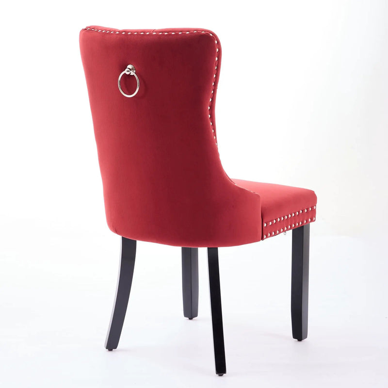 Classic Velvet Dining Chairs - Burgundy (Set of 2) by HouseOfZazla