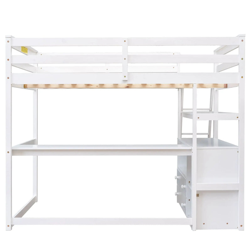 Modern Loft Bed With Built In Desk, Shelves, And 2 Drawers by HouseOfZazla