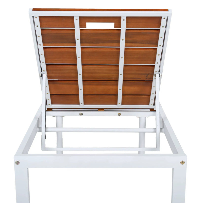 Outdoor Chaise Pool Lounge Chairs With Adjustable Backrest - Brown / White by HouseOfZazla