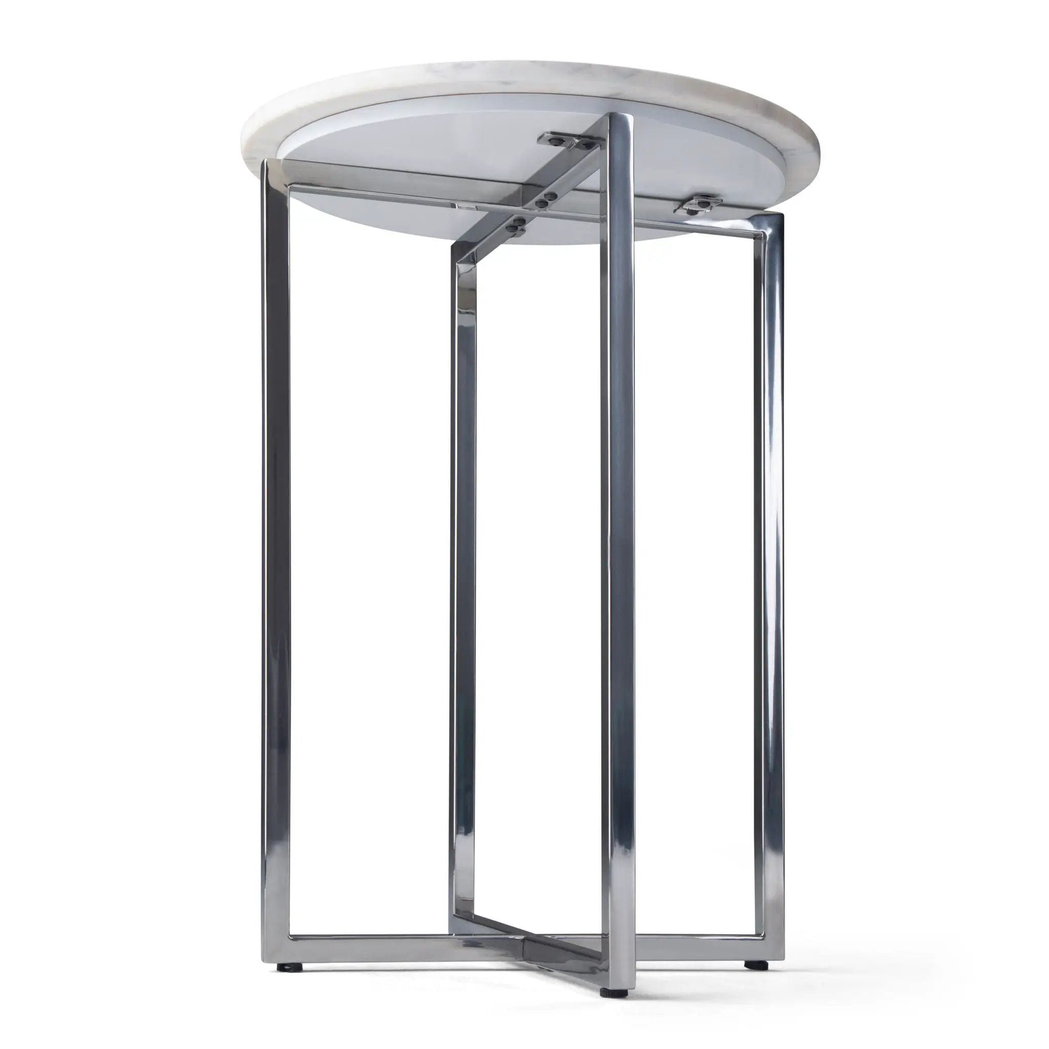 Marsden - Side Table With Polished Base - White / Silver by Unique Piece Furniture