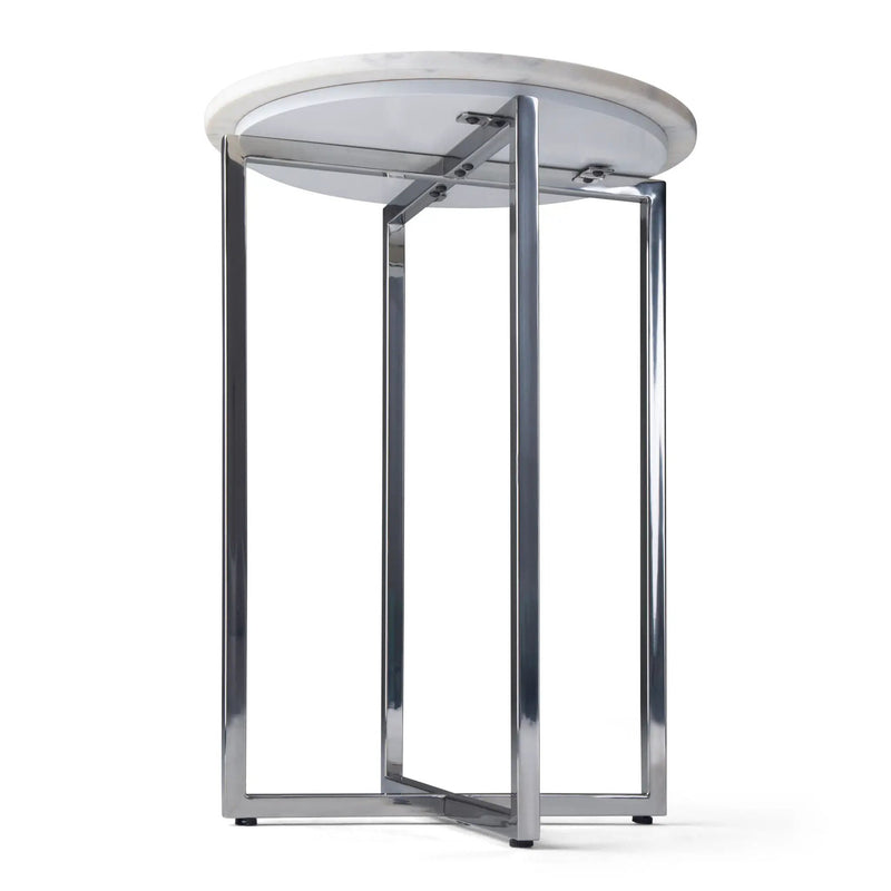 Marsden - Side Table With Polished Base - White / Silver by Unique Piece Furniture