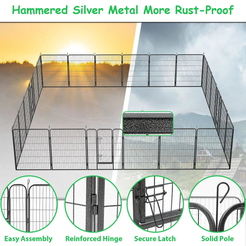 Dog Pens Outdoor Height Foldable Panels Heavy Duty Metal Portable Dog Playpen Indoor Anti Rust Exercise Dog Fence With Doors For Pets Play Pen For RV Camping Yard by HouseOfZazla