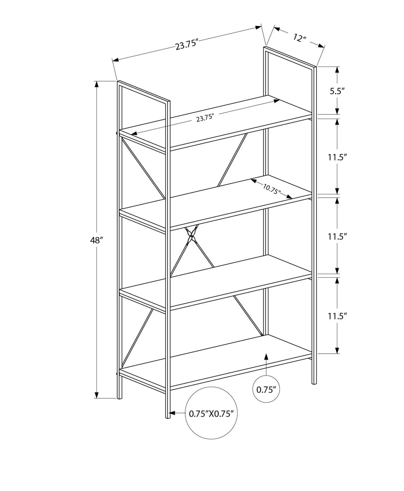 4-Tier Contemporary Bookshelf for Office & Bedroom by HouseOfZazla