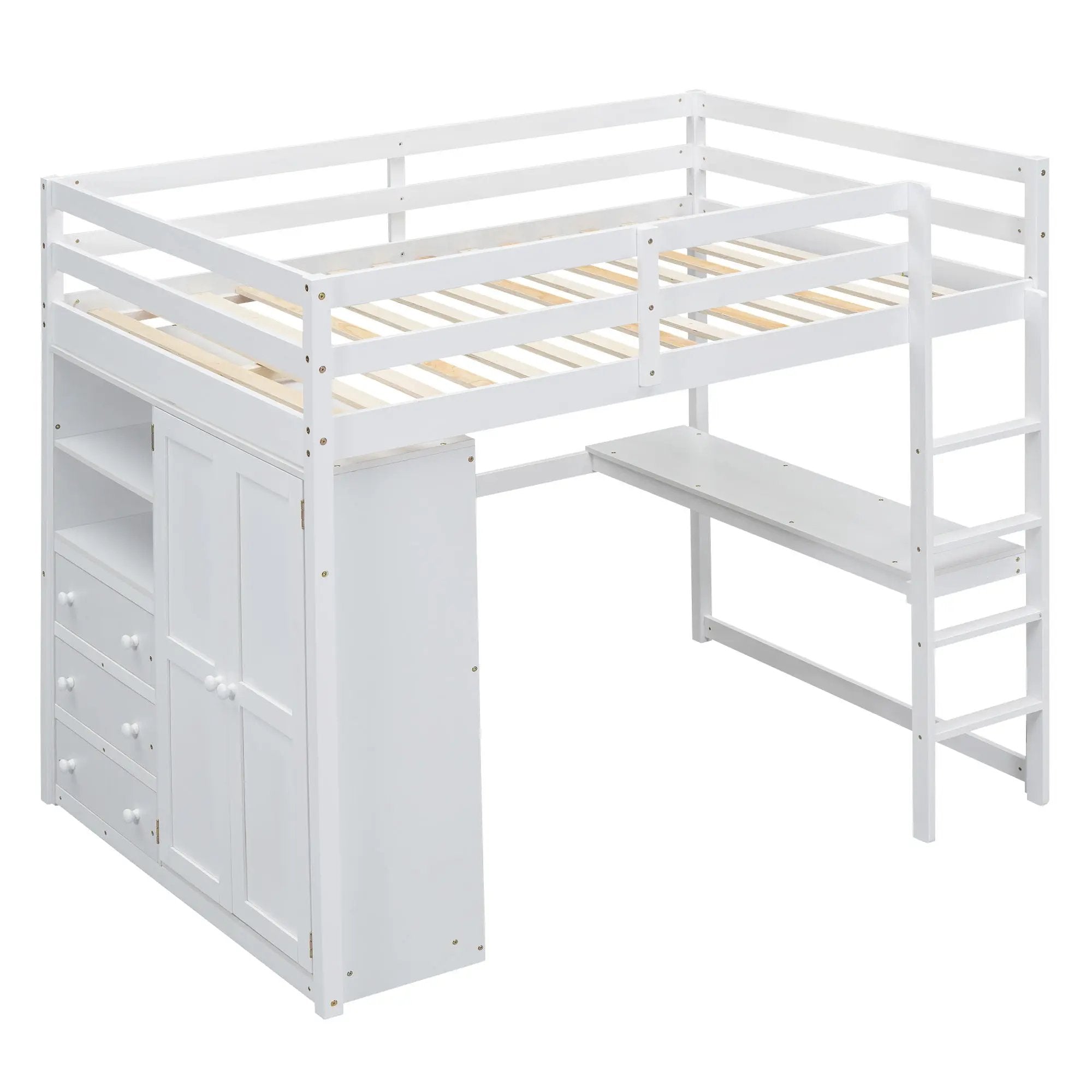 Loft Bed With Built In Wardrobe, Shelves And Drawers by HouseOfZazla