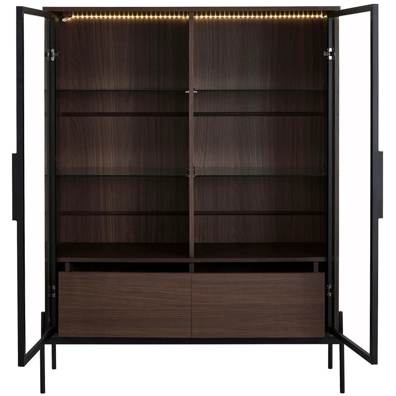 Modern Minimalist Style LED Curio Cabinet With Tempered Glass Door, Metal Legs by HouseOfZazla