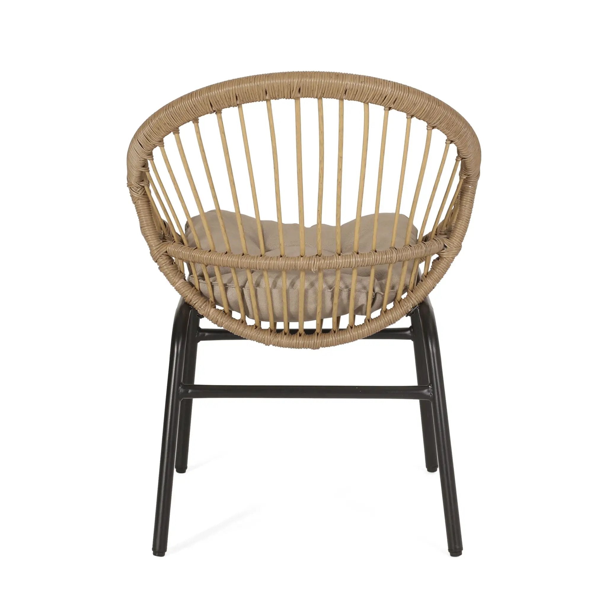 Outdoor Accent Chair With Curved Back And Basket Frame (Set of 2) - Light Brown / Beige by HouseOfZazla