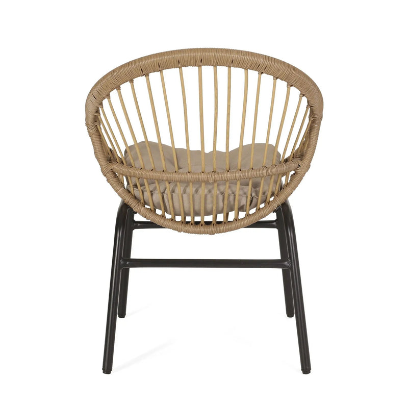Outdoor Accent Chair With Curved Back And Basket Frame (Set of 2) - Light Brown / Beige by HouseOfZazla