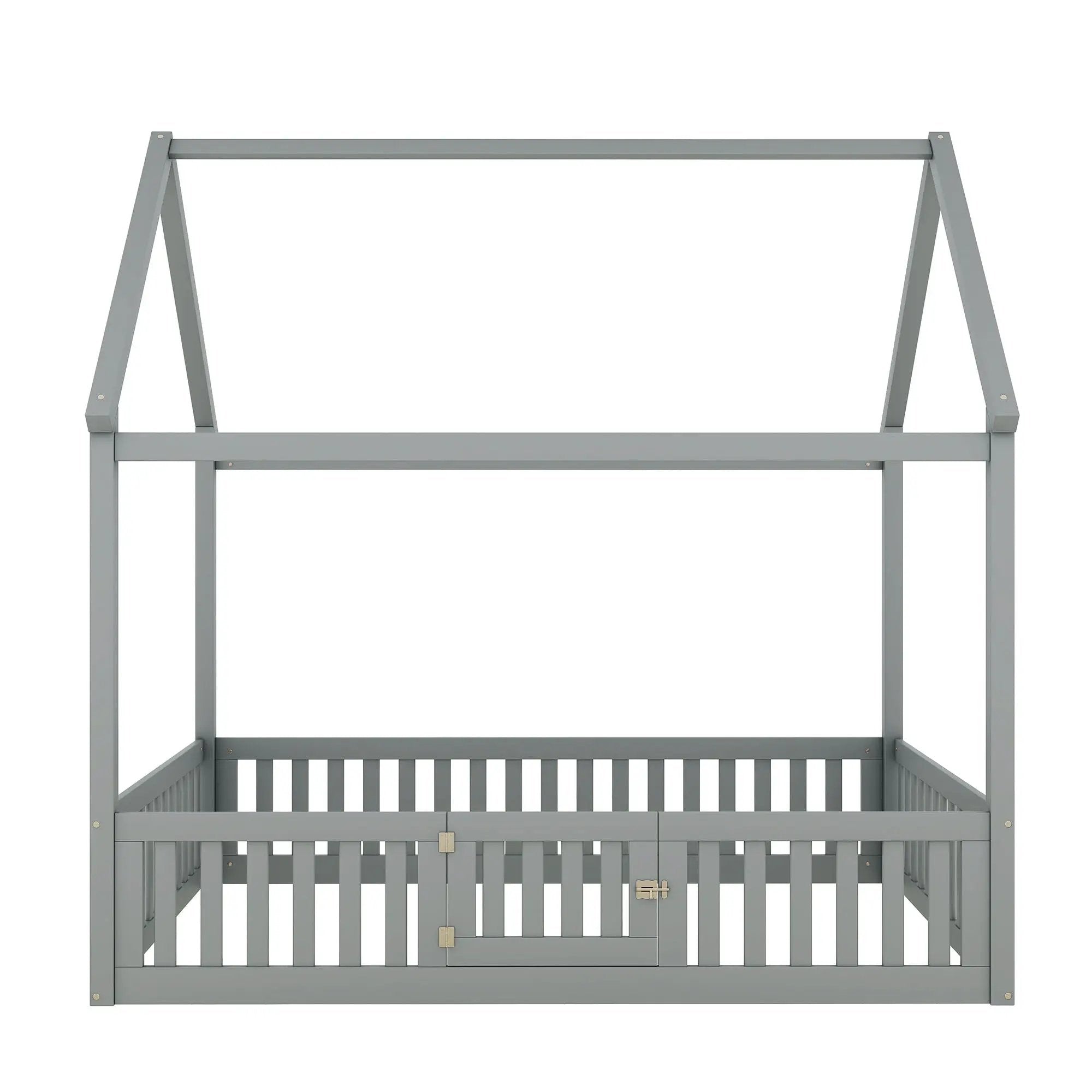 Wood House Bed With Fence And Door by HouseOfZazla