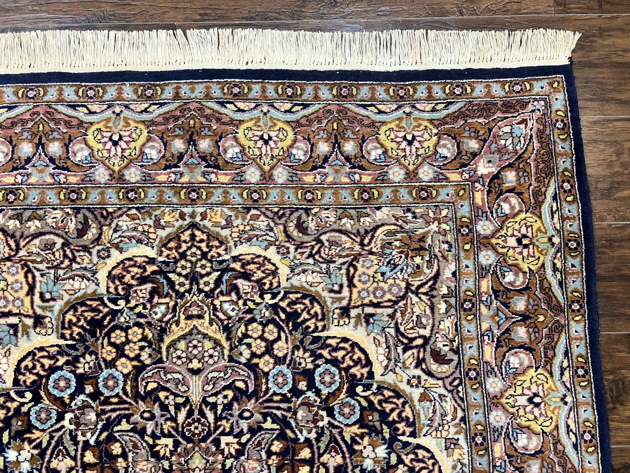 Pak Persian Rug 5x7, Navy Blue Hand Knotted Wool Oriental Carpet 5 x 7 ft, Floral Medallion, Traditional Vintage Pakistani Rug, 225 KPSI by Jewel Rugs