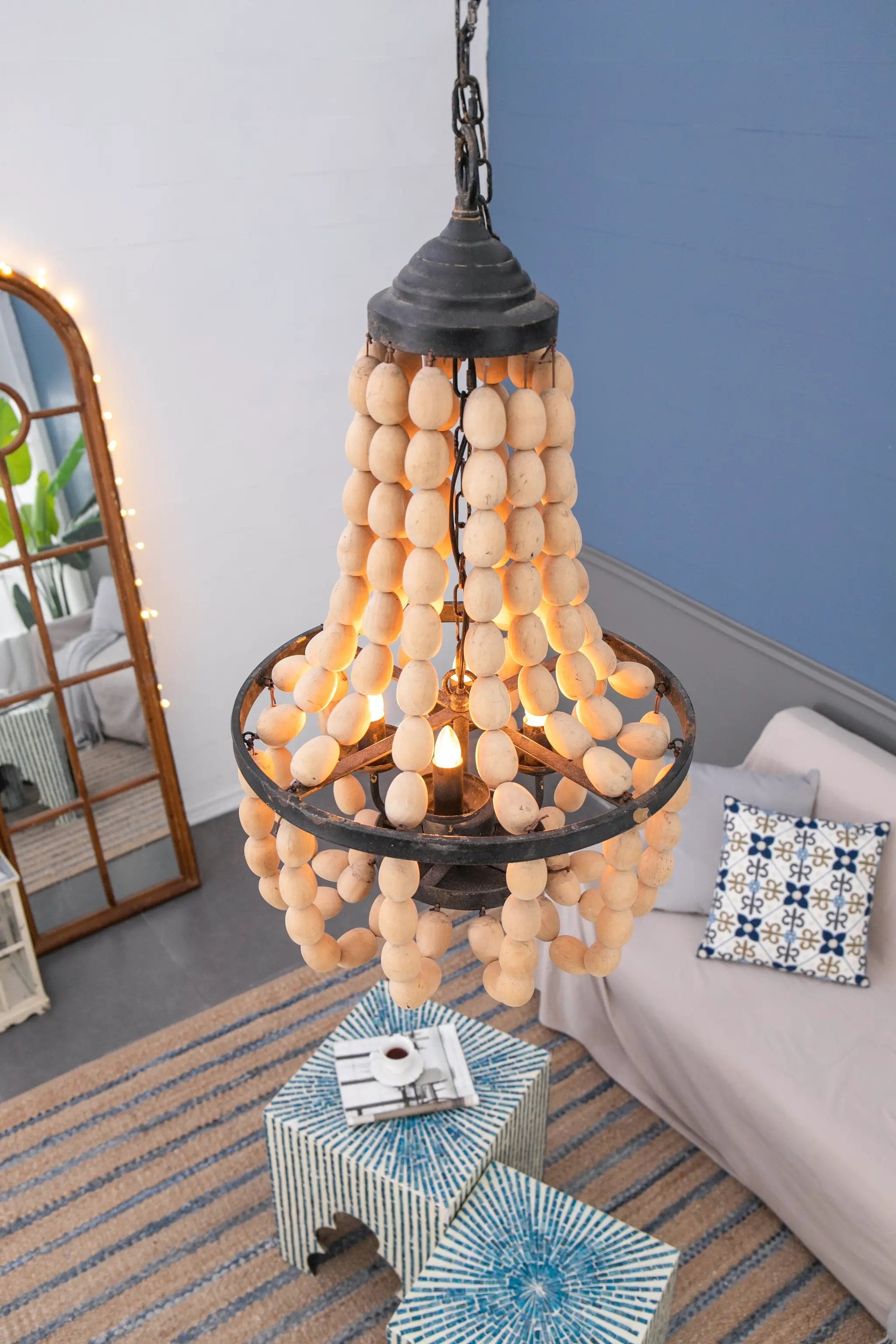 Large Beaded 4-Light Chandelier by HouseOfZazla