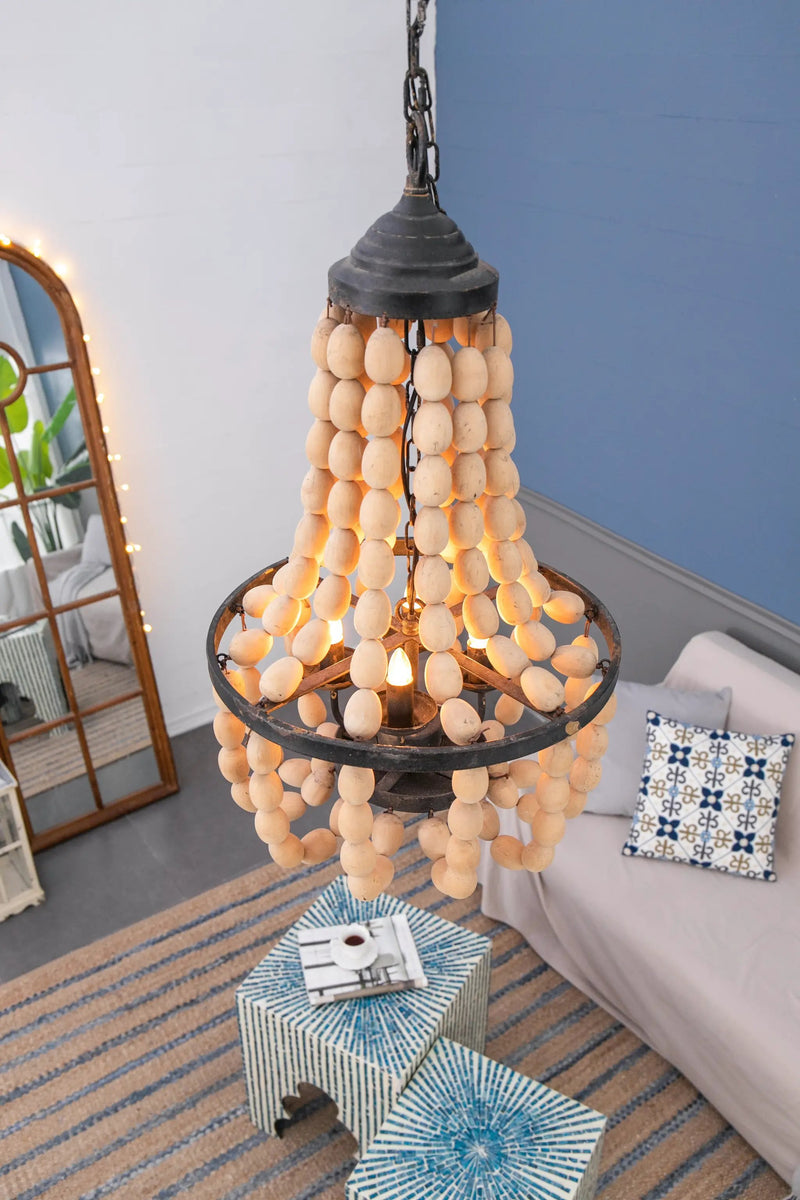 Large Beaded 4-Light Chandelier by HouseOfZazla