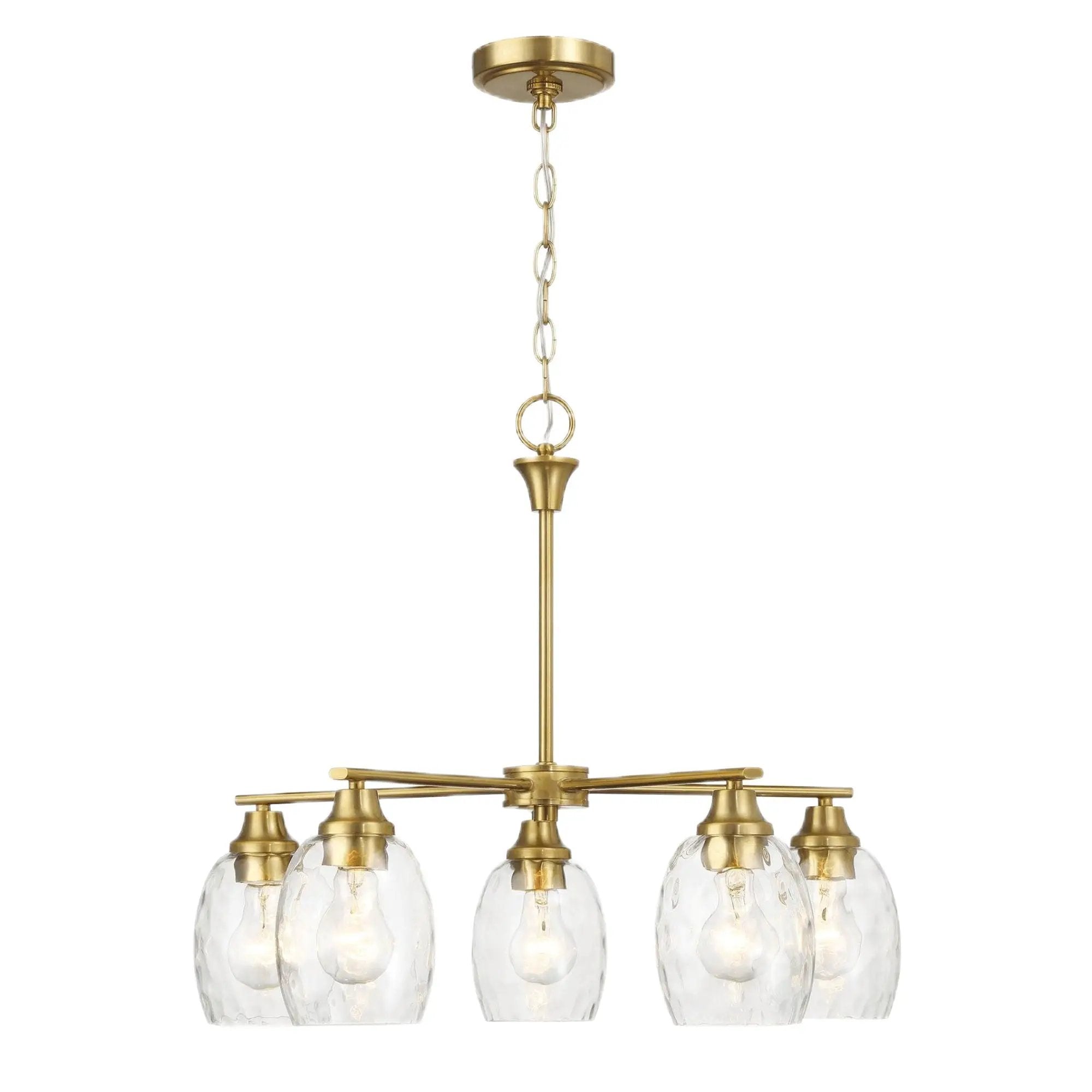5 Lights Linear Arms With Chain Chandelier - Clear / Gold by Unique Piece Furniture