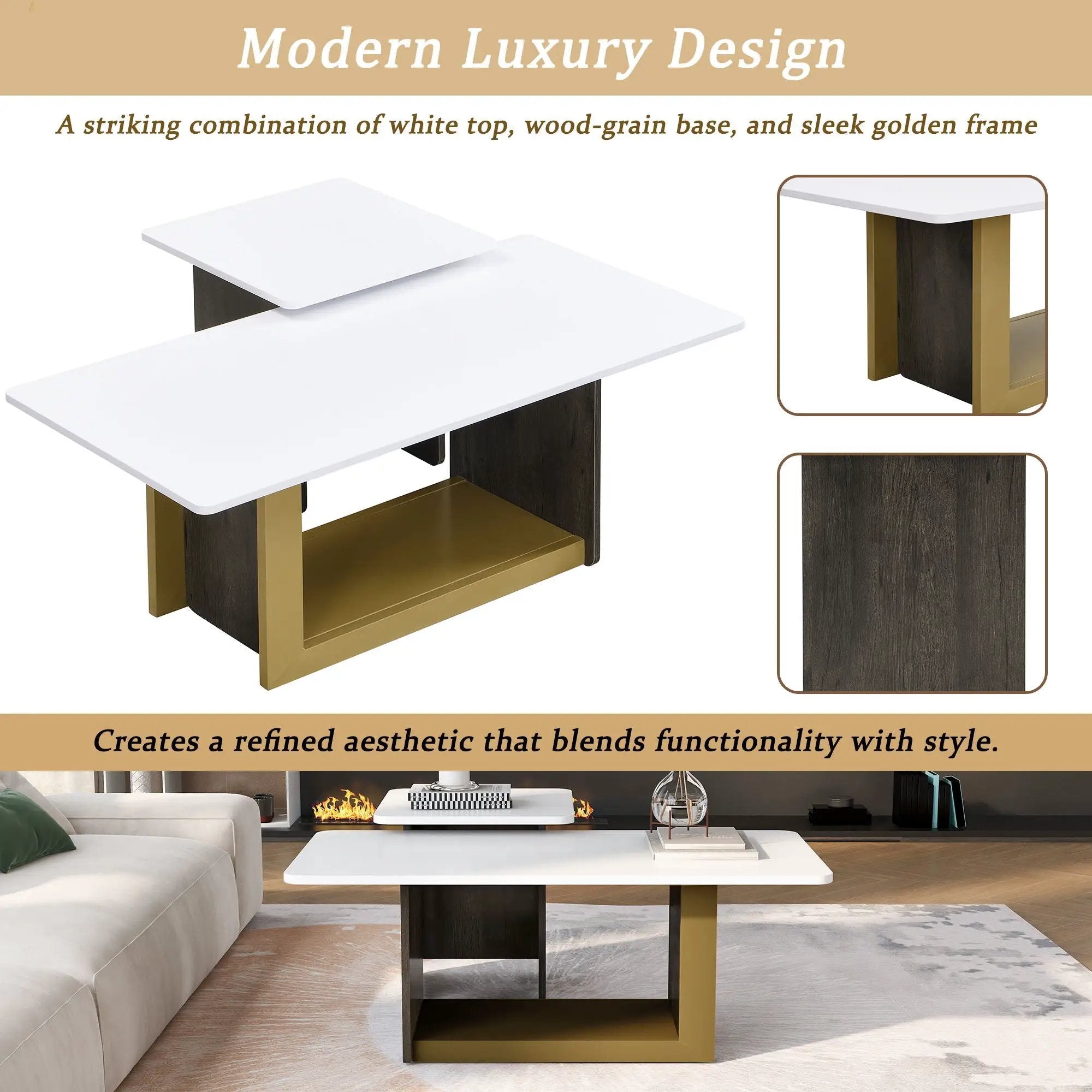 Small Square Coffee Table With End Table (Set of 2) by Unique Piece Furniture