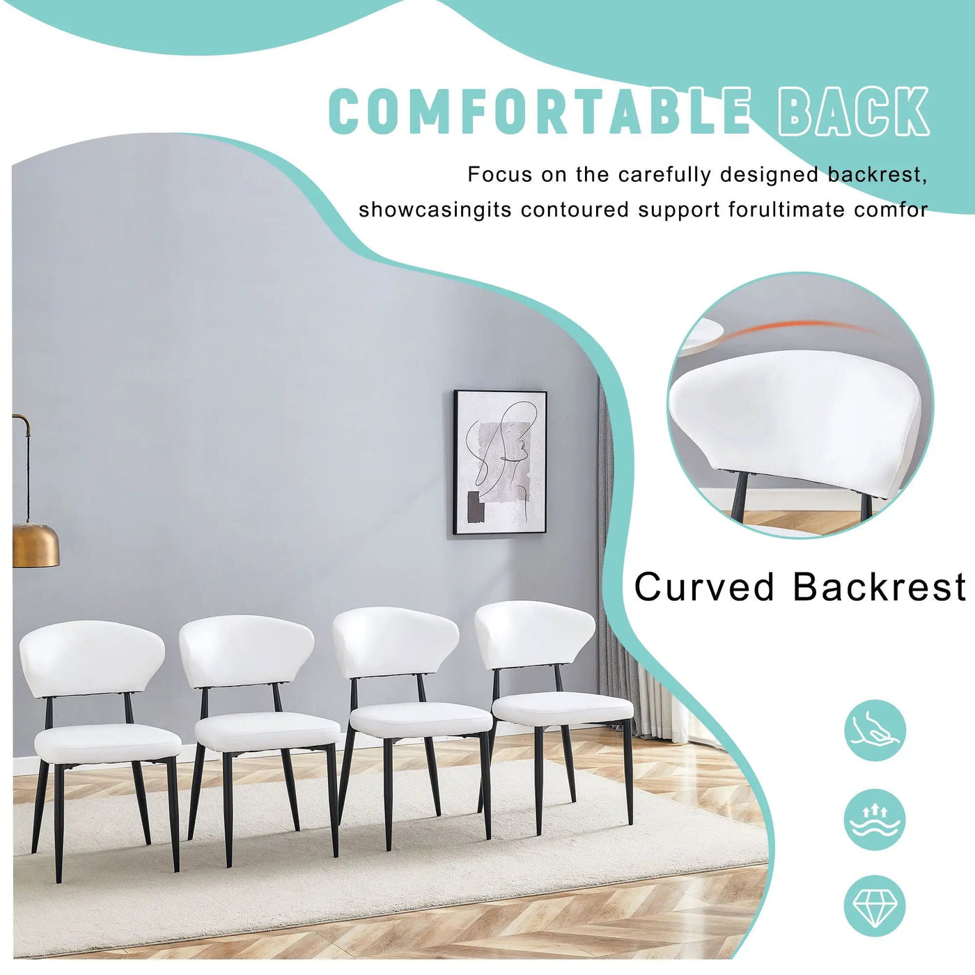 Minimalist Ergonomic Dining Chair With Curved Backres (Set of 4) by HouseOfZazla