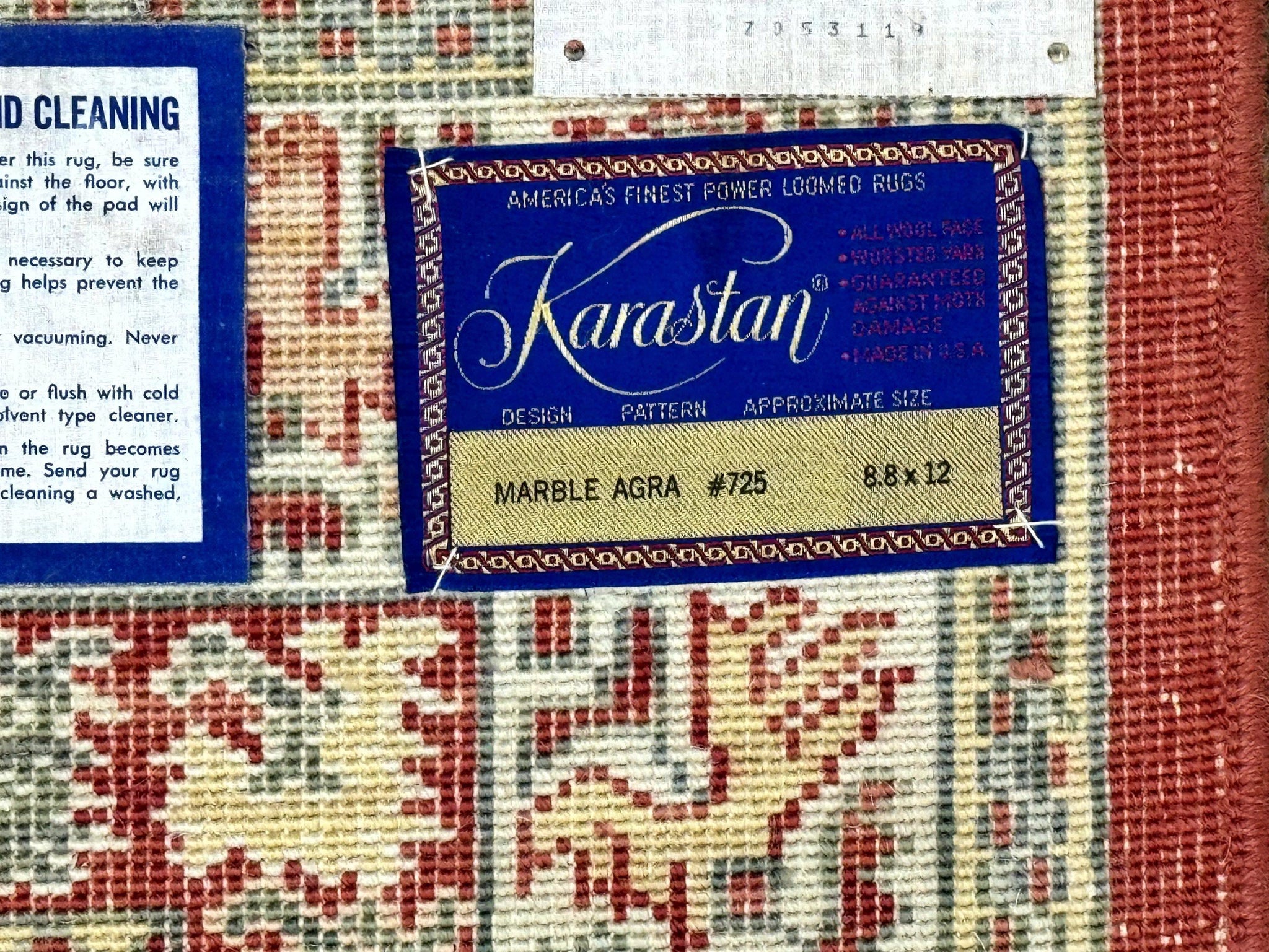Karastan Rug 8.8 x 12 Marble Agra #725, Vintage Wool Pile Karastan Rug, Original 700 Series, Discontinued Rare Karastan Carpet by Jewel Rugs