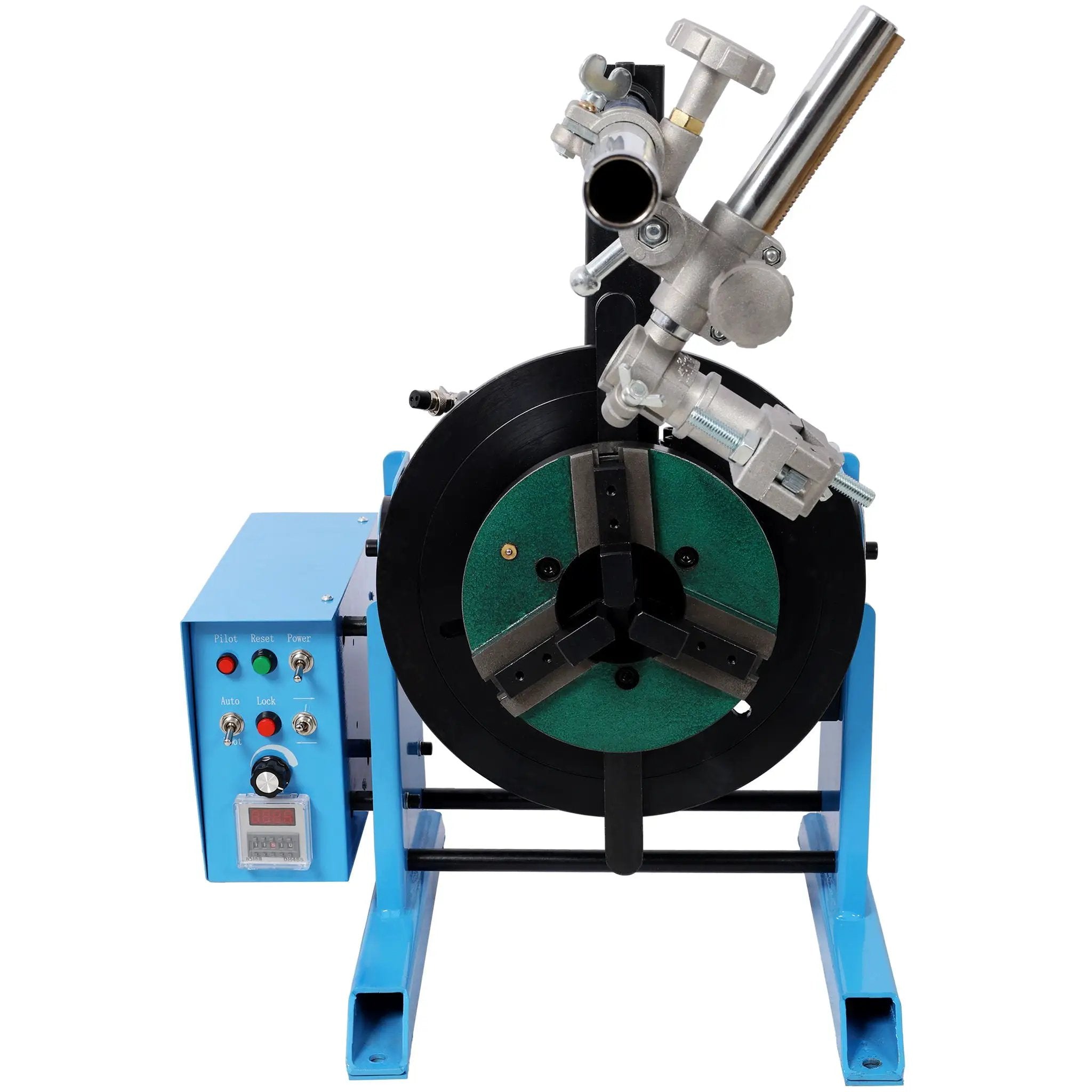 Heavy Duty Rotary Welding Positioner Turntable Table With Manual Tilt And 3 Jaw Lathe Chuck - Blue by HouseOfZazla
