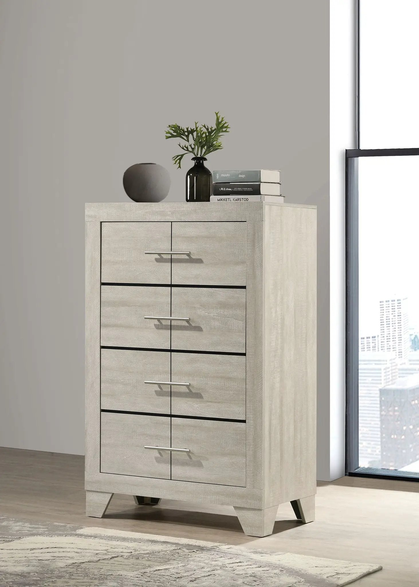 Trenton 4-drawer Bedroom Chest of Drawers Rustic Cream by Unique Piece Furniture