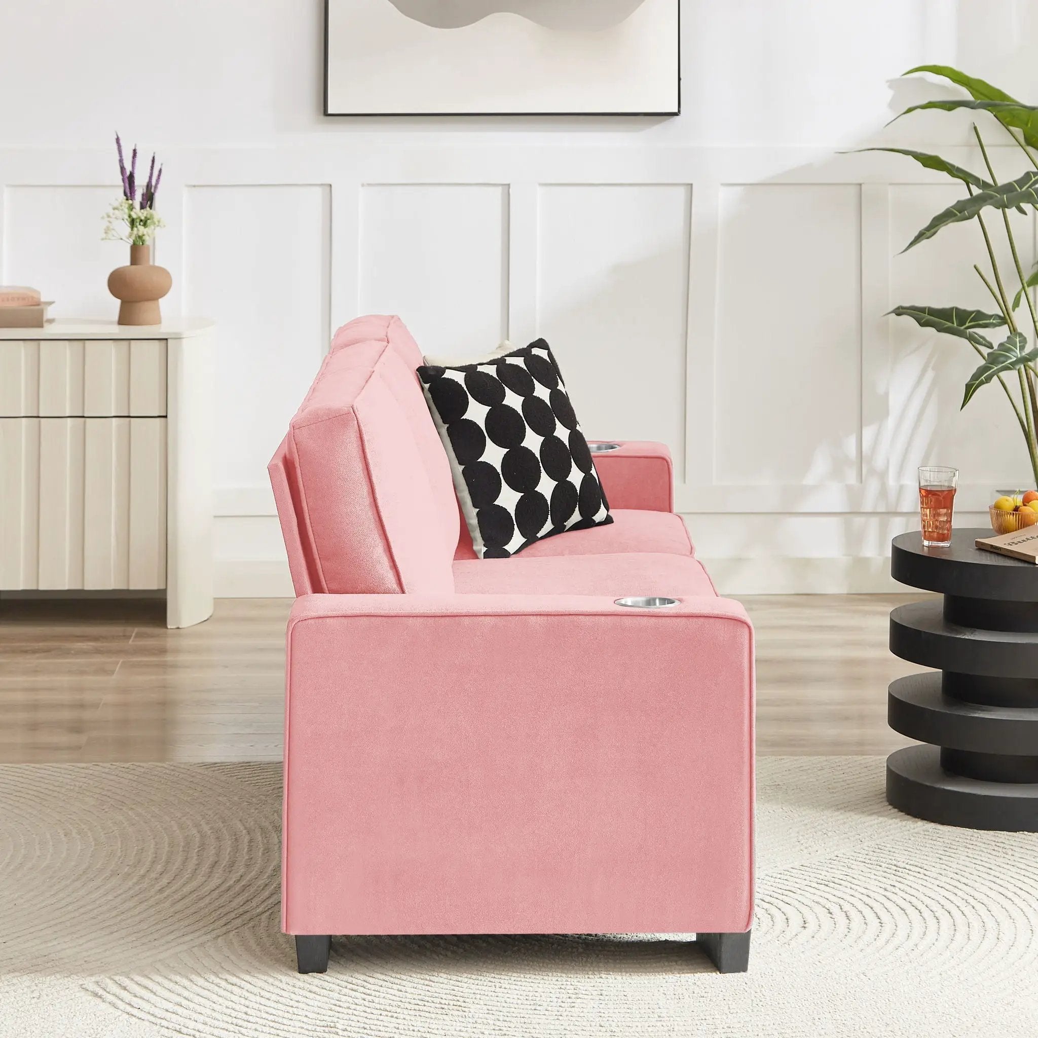 Modern Snowfleece Fabric 3 Seater Sofa With Cup Holder by HouseOfZazla