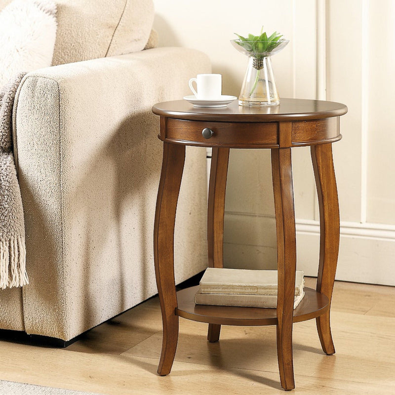 Walnut Accent Table with Drawer and Shelf - Walnut, photo 3 of 4
