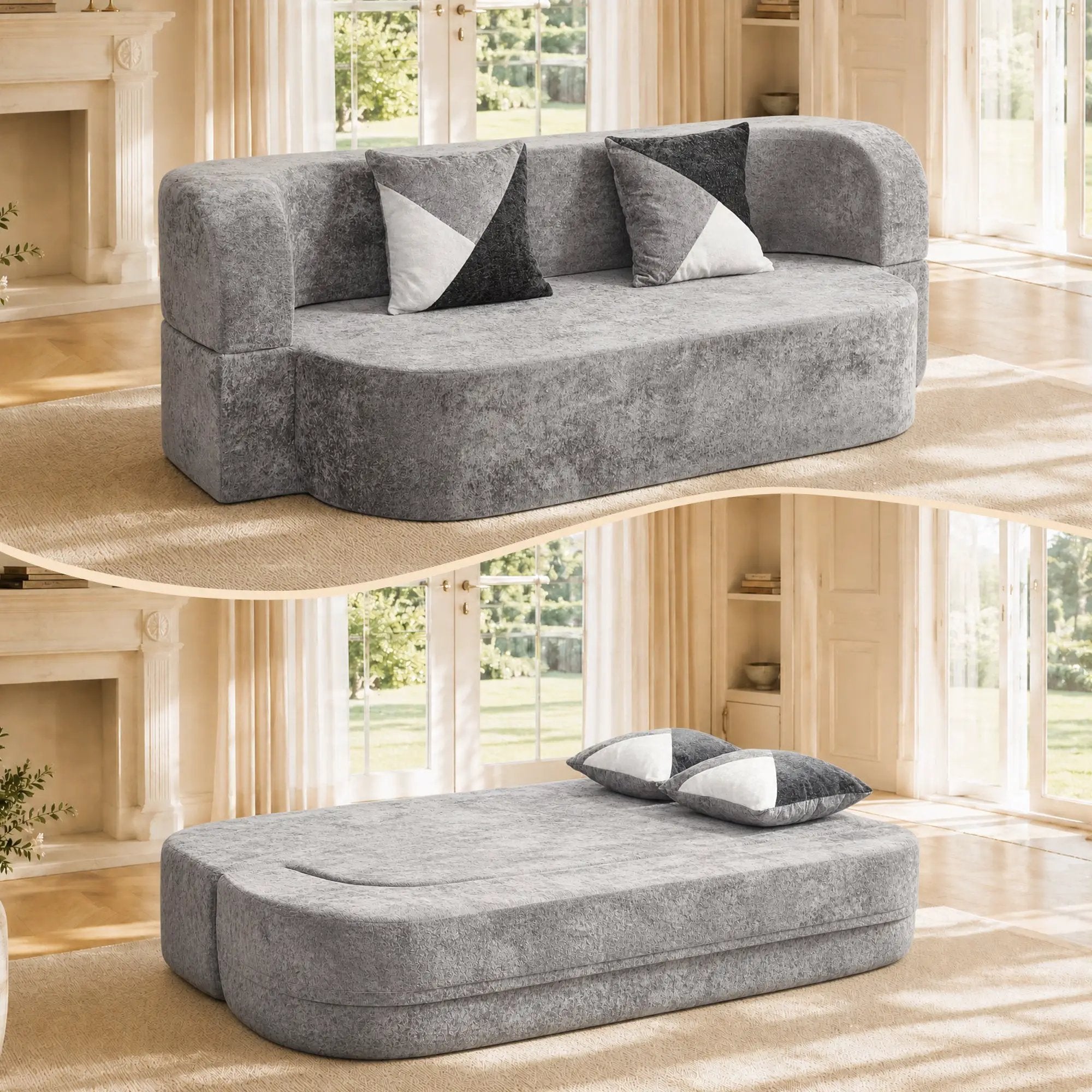 Eggshell Sofa Bed - Convertible Boneless Couch by HouseOfZazla