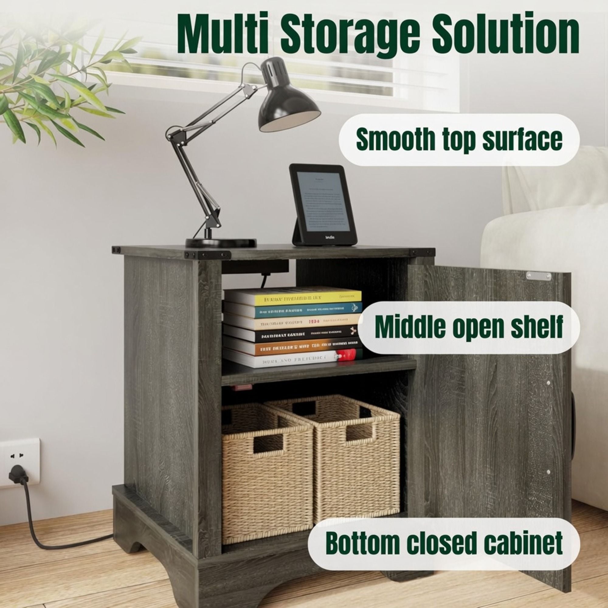 Farmhouse Nightstand, Charging Station & Storage by HouseOfZazla