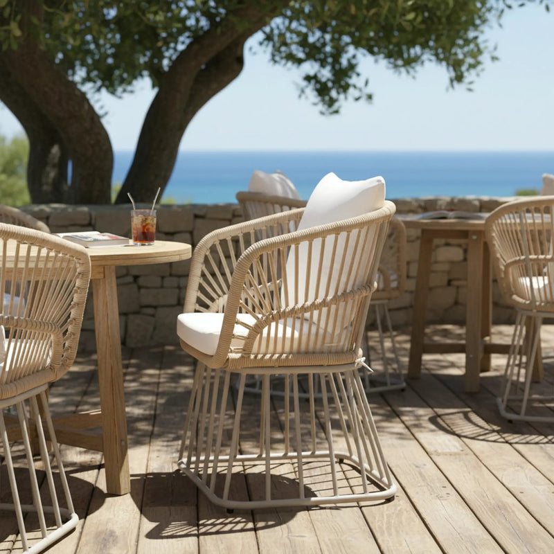 Outdoor Dining Chair MP1 - Teak Finish Wicker & Steel Frame by HouseOfZazla