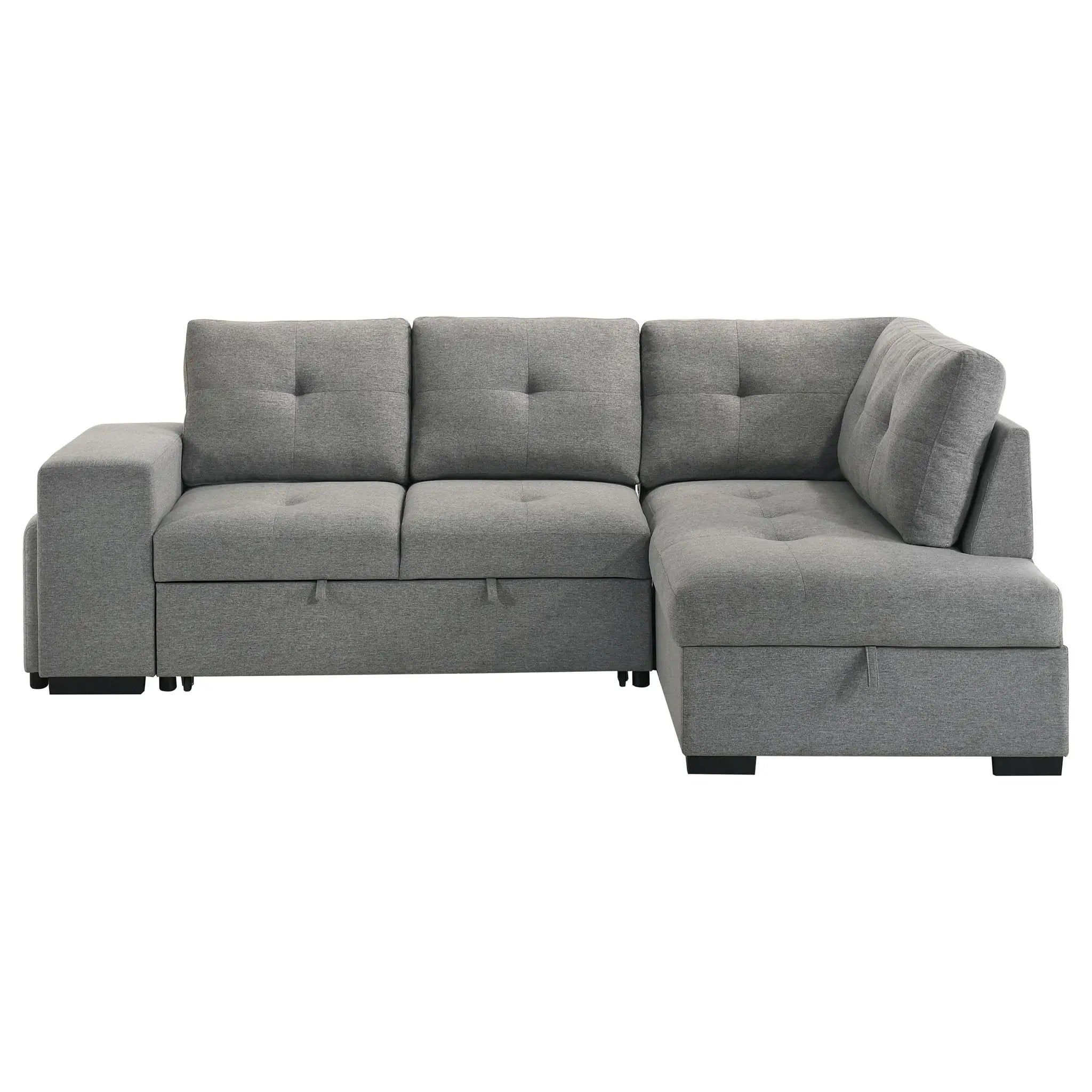 Roanne Fabric Upholstered Sleeper Sectional Sofa Grey by Unique Piece Furniture