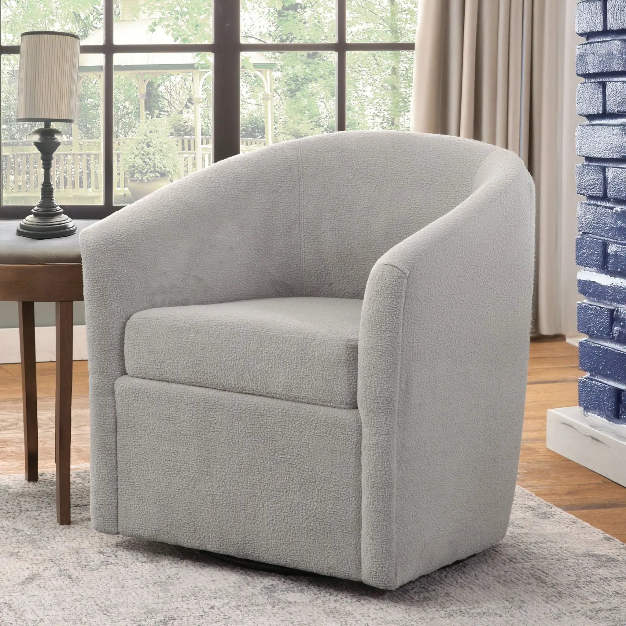 Oaklynn - Barrel Style Swivel Accent Chair by HouseOfZazla
