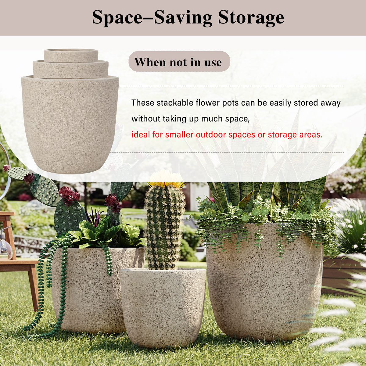 U_Style Lightweight MGO Flower Pot Set of 3, photo 8 of 10