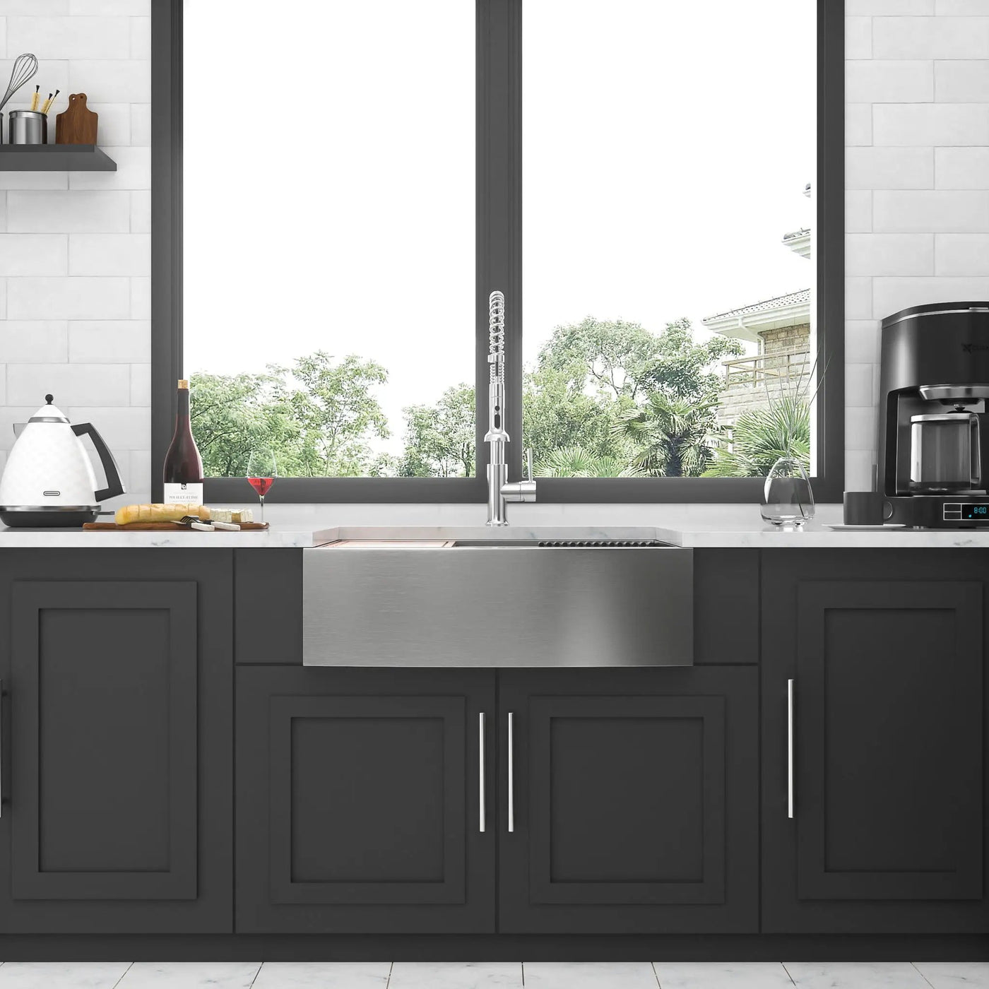 Classic Ceramic Farmhouse Sink Workstation Single Bowl With Durable Finish by HouseOfZazla